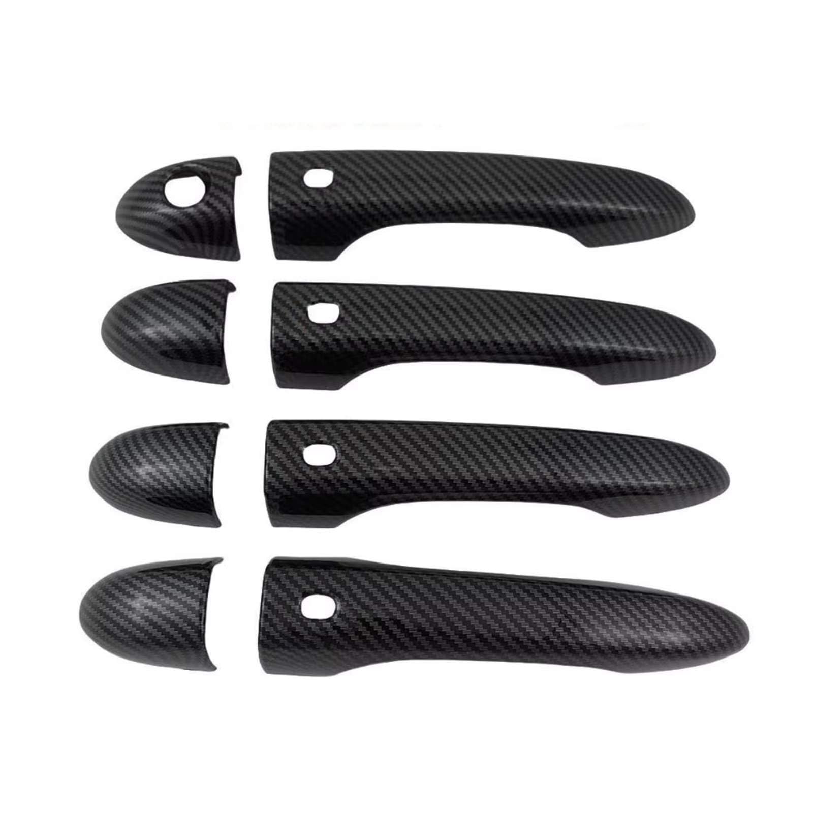 JJRFVBGT Door Handle Trim Compatible with Maserati for Quattroporte 2013-2024 ABS Carbon Fiber Glossy Black Accessories Car Exterior Door Handle Cover(Carbon Fiber 2 Smart)