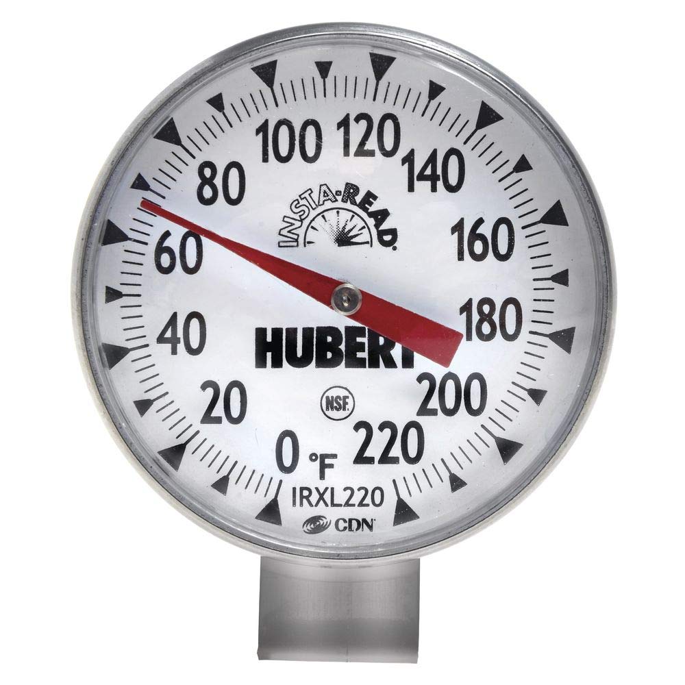 Stainless Steel Large Dial Pocket Thermometer with Black ABS Sheath - 5 1/2"L Stem by HUBERT – Polycarbonate, Black, Model IRXL220-HUBERT