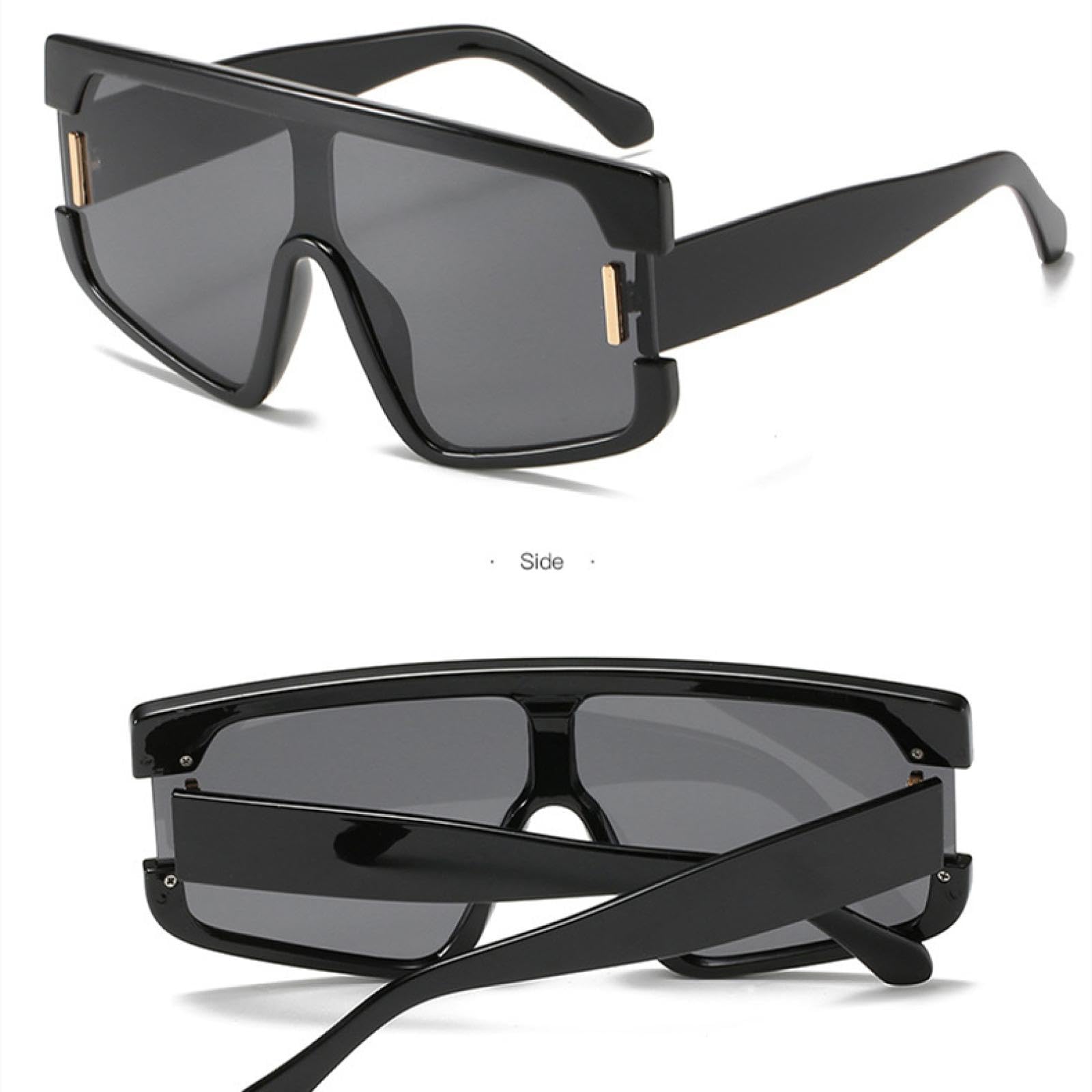 Gafas de sol de gran tamaño para mujer, de moda, de una pieza, estilo vintage, en tonos azul y gris, estilo punk.