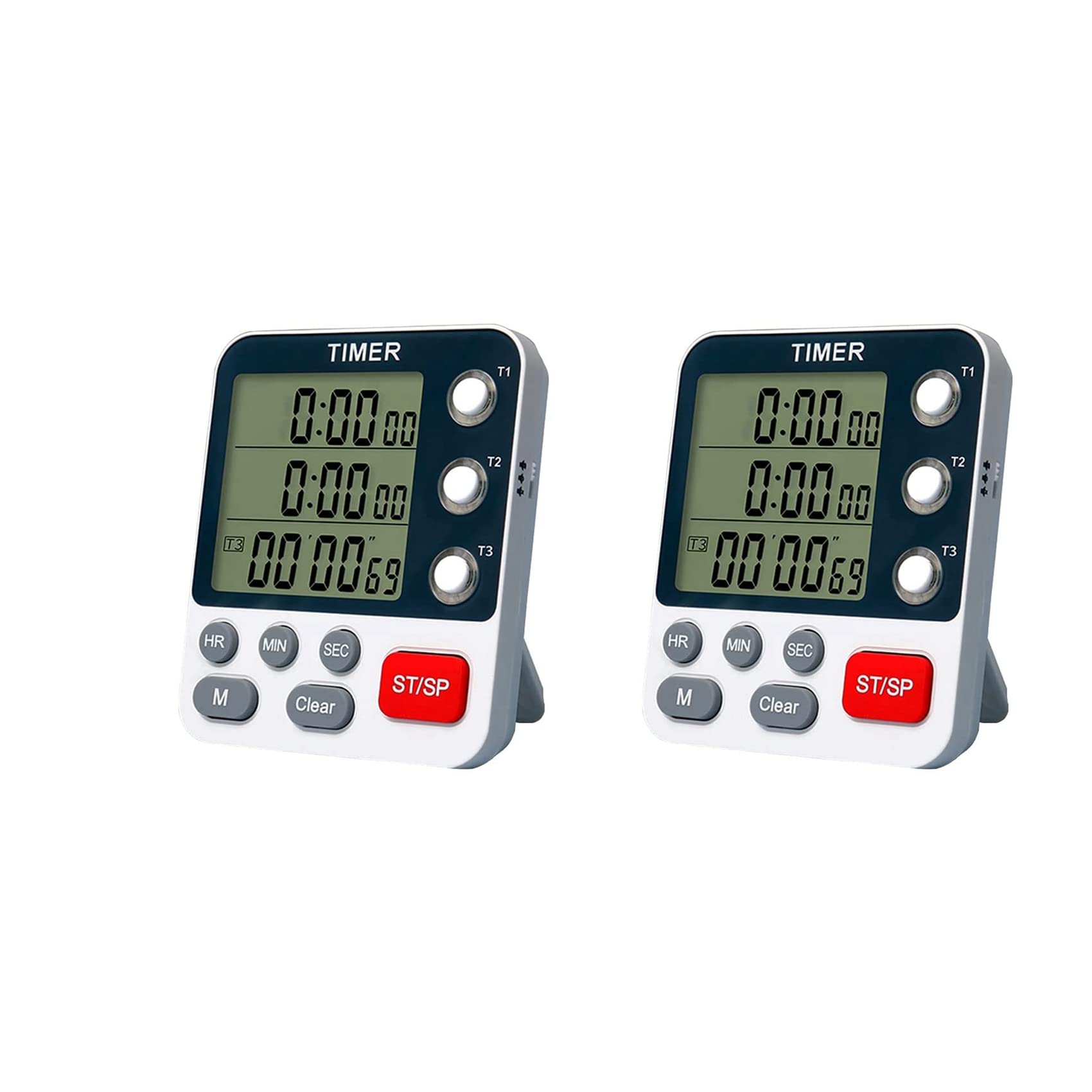 Minuterie de cuisine à 3 canaux avec alarme forte et flash LED