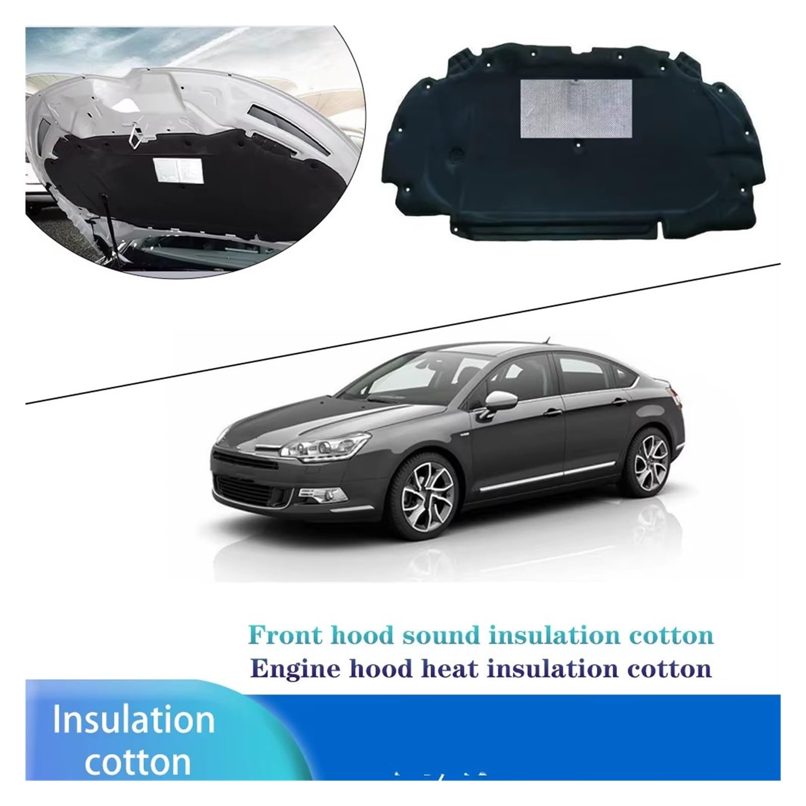 Insonorizzazione vano motore Per Citroen Per C5 RD TD 2007 ~ 2019 Motore Di Un'auto Isolamento Termico Suono Tampone Cotone Tappetino Insonorizzato Copertura