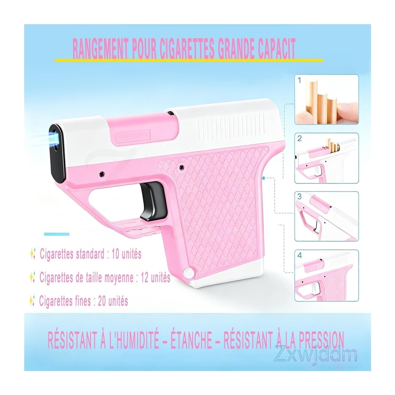 (Lot de 2) Briquet Coupe-Vent, Flamme Bleue, livré avec Un étui à Cigarettes, Joli Briquet à Butane Rose Compact et Portable, Un Cadeau pour Hommes et Femmes.(2pcPink)