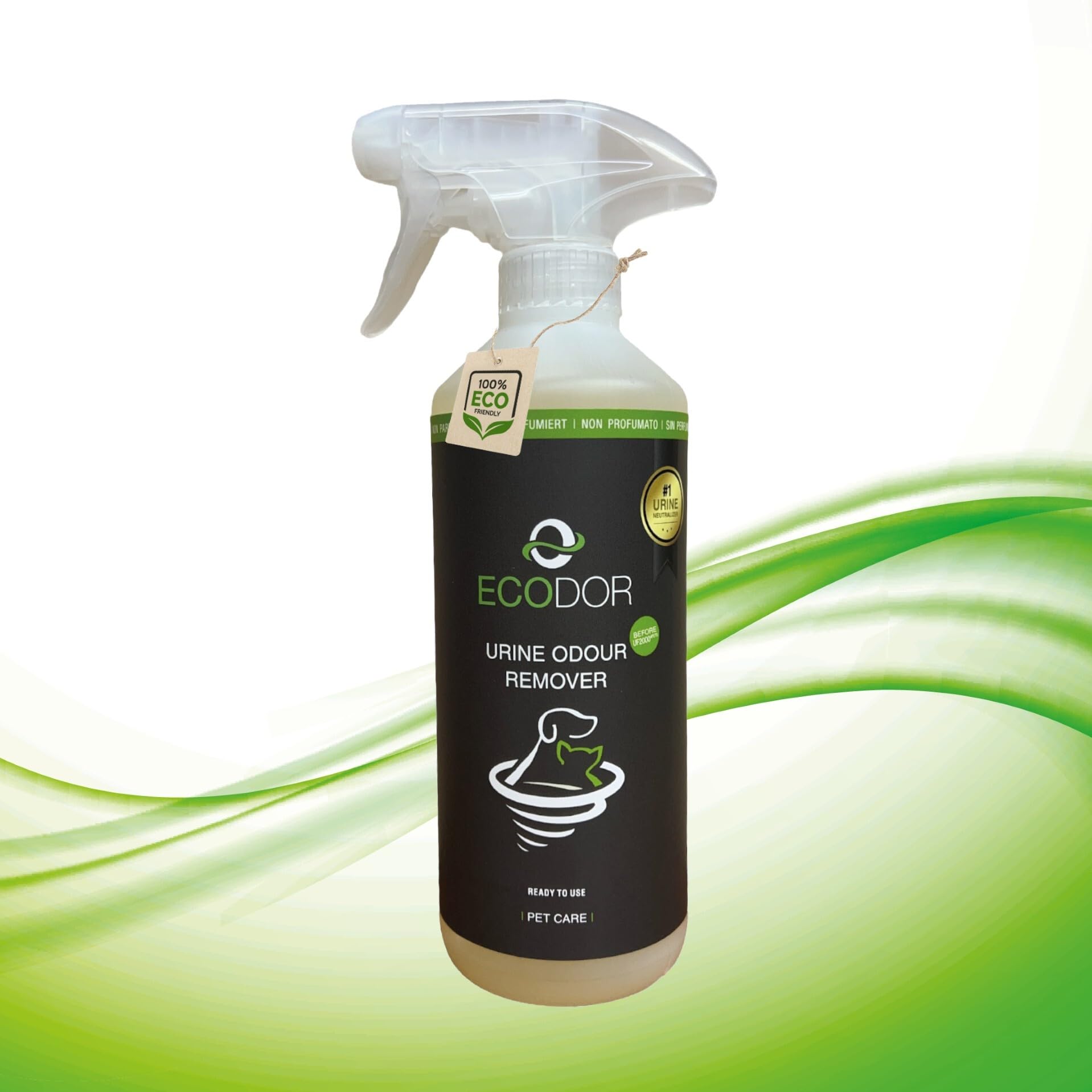 UF2000 4Pets Uringeruch Entferner 500ml | 100% Biologischer Urin-Geruchsentferner für Katzen und Hunde Uringeruch | Parfümfrei, Effektiv für Haustiere | Anwendbar auf Holz, Beton, Textilien