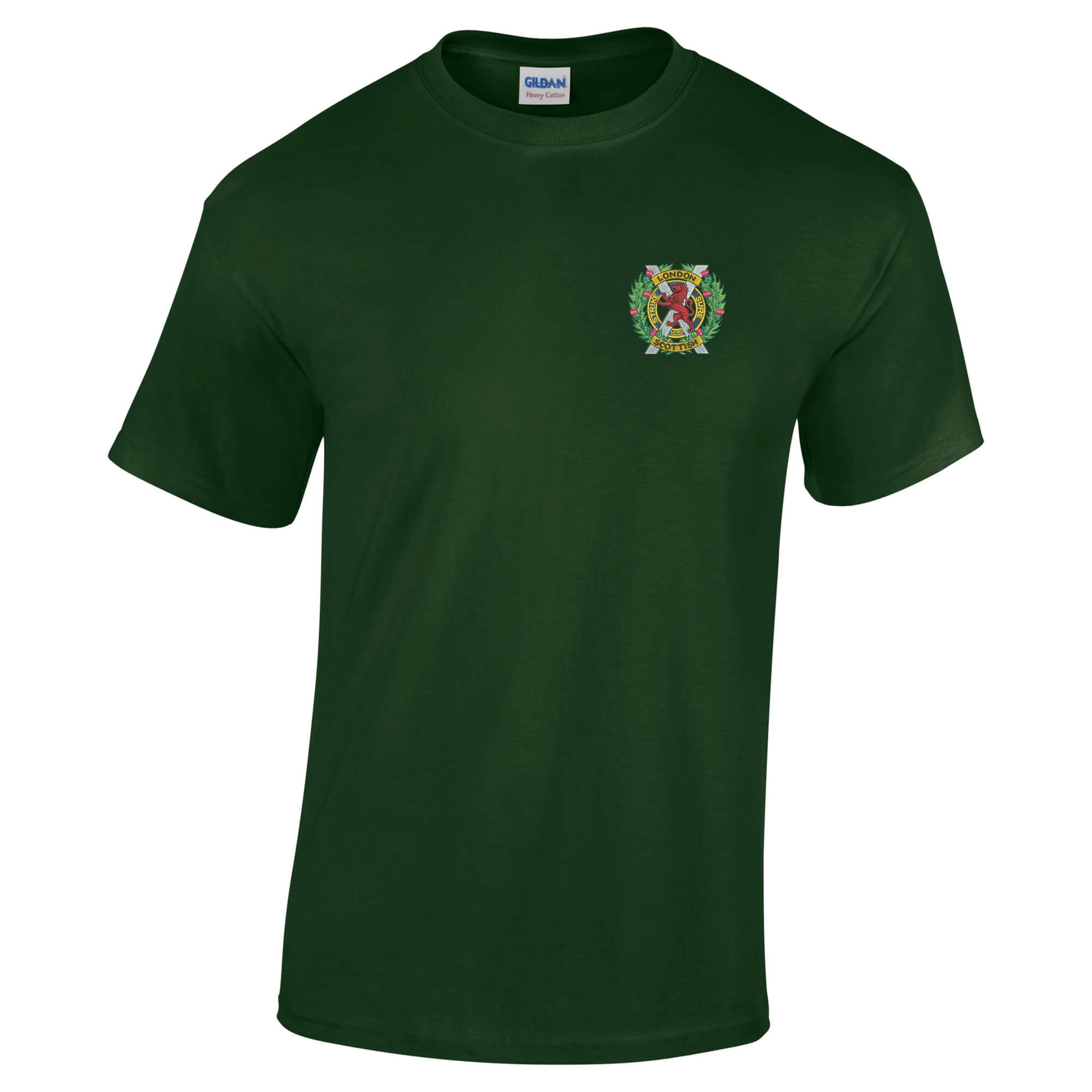 Pineapple Joe's Men's Forest Green London Scottish Regit Embroidered T-Shirt - X Large