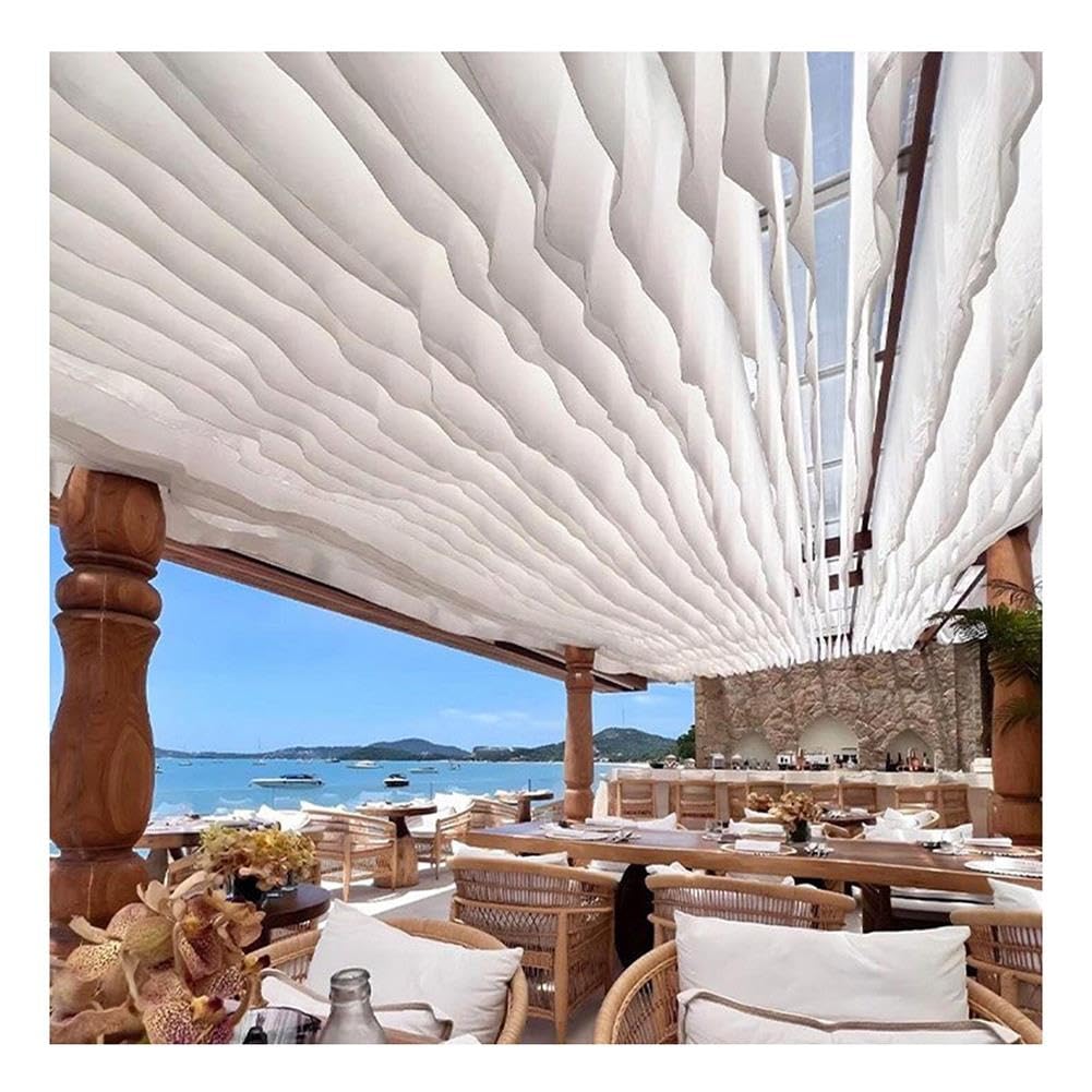 Rideaux De Pergola pour La Décoration D'auvents, 10 Pièces | Droit Bande De Tissu avec Câble Métallique, d'extérieur Voile De Décoration pour Mariage Scène Plage(45x300cm)