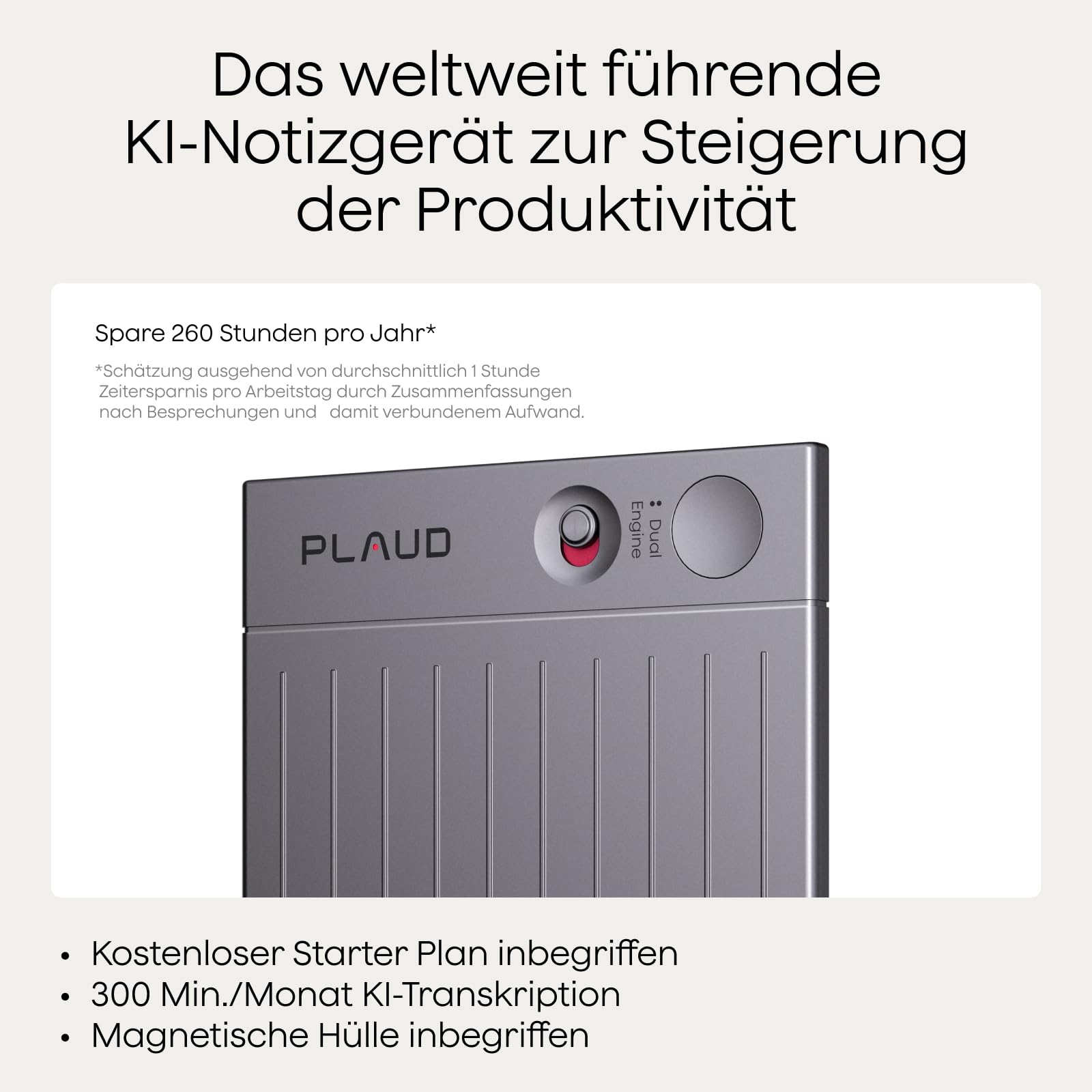 Plaud Note KI Digitales Diktiergerät mit Hülle - 64 GB Aufnahmegerät mit KI-Technologie zum Transkribieren und Zusammenfassen, Profis & Teams One-Touch-Aufnahme (Schwarze Note mit schwarzer Hülle)