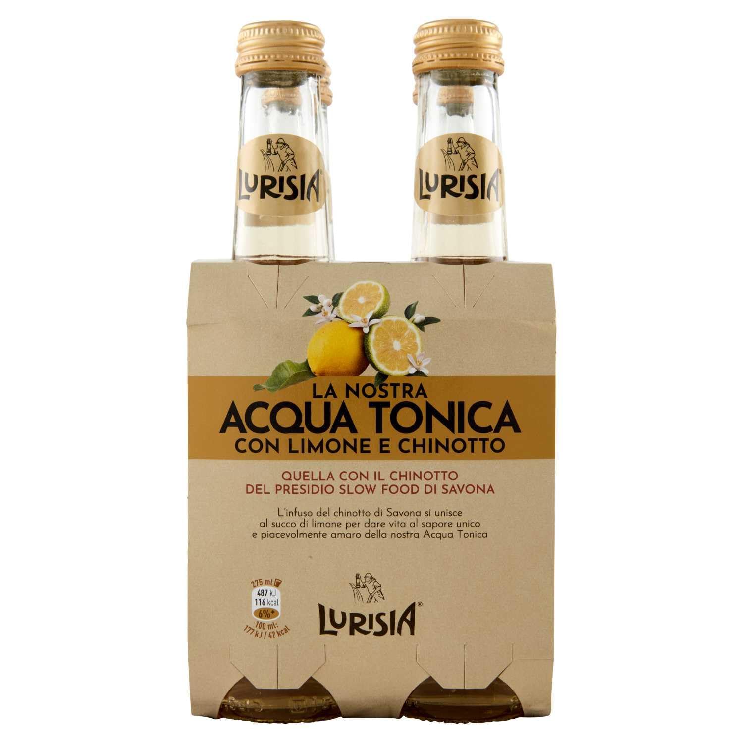 Italian Goiurmet - Lurisia Acqua Tonica au Citron et Chinotto 24 x 275 ml Eau Tonique Italienne Pétillante – Boisson Rafraîchissante pour Cocktails et Mixers, Format Familial + Italian Gourmet Polpa