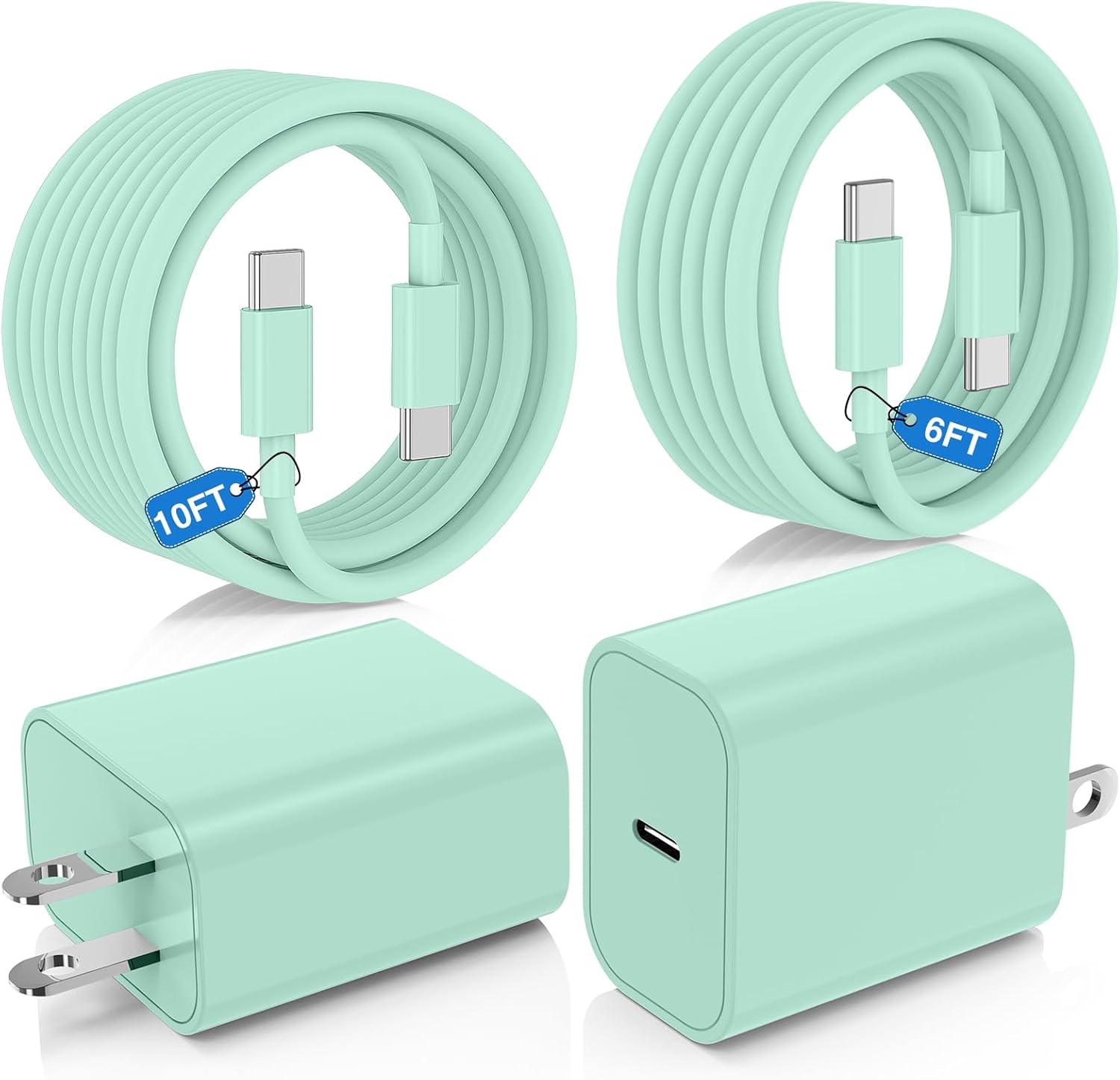 Super Fast Charger Type C for Samsung Galaxy S25/S24/S23 Ultra,USB C Android Phone Charger with 6FT/10FT Type C Cords for Galaxy S25/S24/S23+/S22 Plus/S20,iPhone 17/16/15 Pro Max-Green