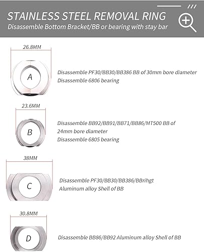 Miniatura 3 de Herramienta de extracción de prensa de rodamientos de bicicletas,Herramienta de instalación de extractor de rodamientos de bicicletas, Kit de