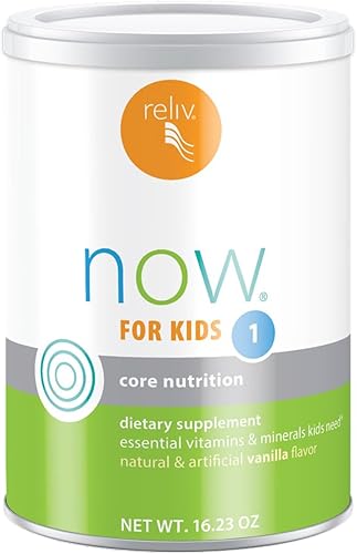 RELIV Now for Kids 1 Vanilla - Batido nutricional bajo en azúcar con vitaminas, minerales y proteínas a base de plantas para crecimiento y