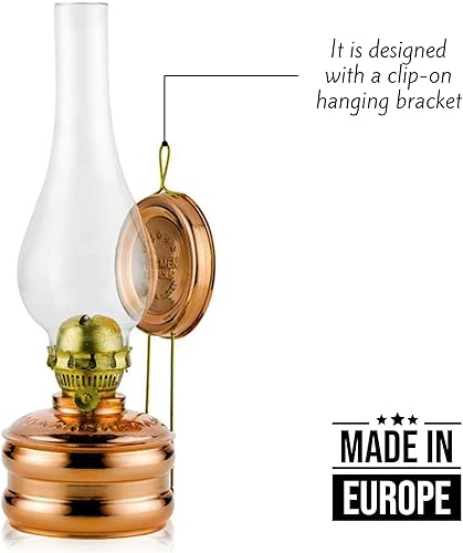 Miniatura 2 de Lámpara de aceite de cobre tradicional hecha a mano con chimenea de vidrio, linterna de queroseno vintage, lámpara de mecha oriental antigua para