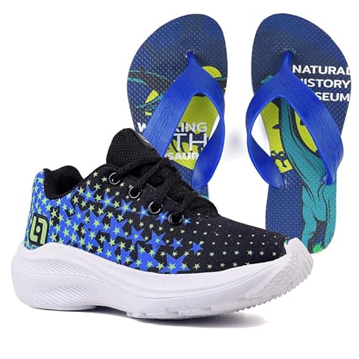 Tenis Infantil De Amarrar Meninos Leve Desenhos LIGHT + Chinelo Cor:Azul;Tamanho:33
