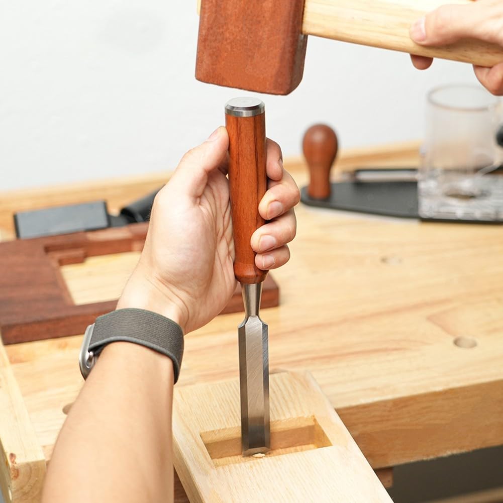 Scalpello Per Legno Dritto 8 Mm: Utensile Da Intaglio In Acciaio Cromo Vanadio, Manico Ergo