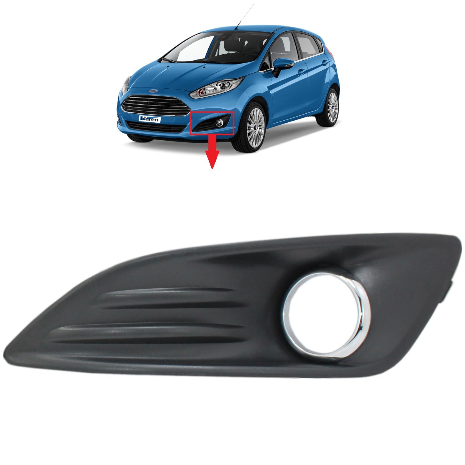 Paraurti anteriore inferiore griglia fendinebbia copertura cromata sinistra per Ford Fiesta Mk7 (2013-2016) Facelift 1820622 C1BB15A299AA 1840419 C1BB15A299AB