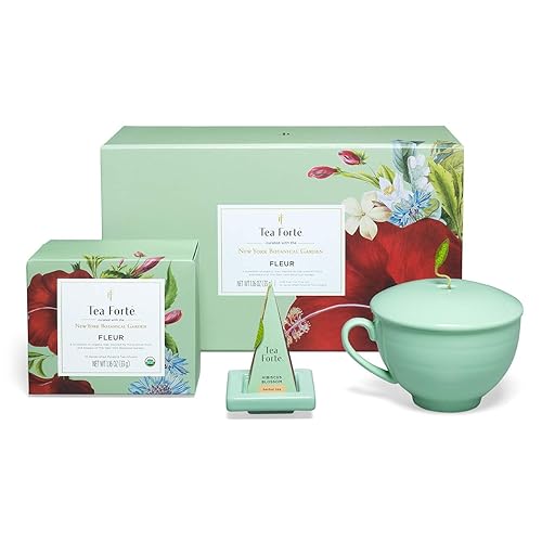 Miniatura 10 de Tea Forte Juego de regalo de té, caja de regalo de té Wellbeing con taza de té de café, bandeja de té y muestra de té de 10 infusores orgánicos