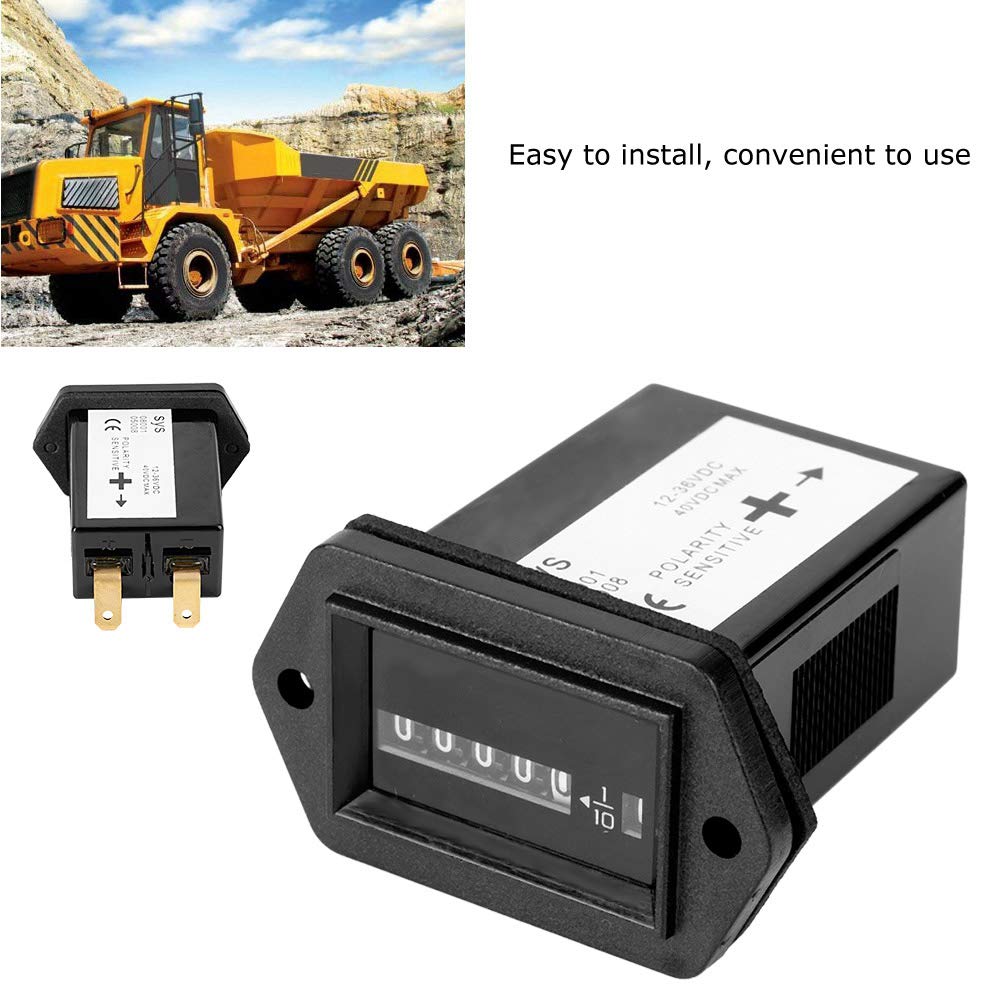 Fydun Jauge de Minuterie de Compteur D'heures de Moteur DC12-36V Compteur D'heures de Moteur Professionnel pour Camion Bateau Voiture Tracteur