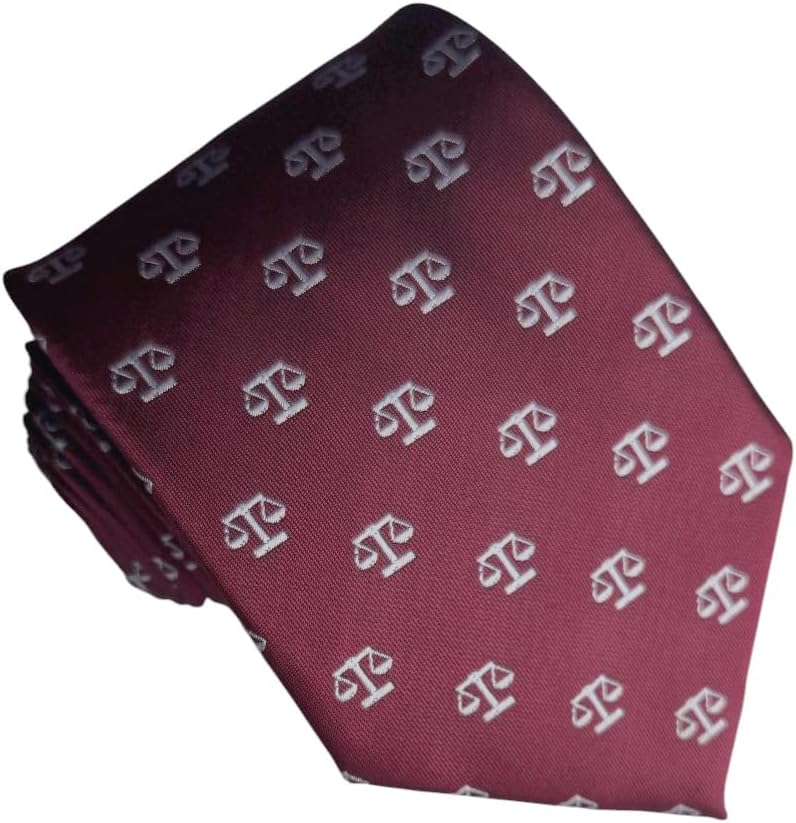 Maker V Lawyer Necktie - Lawyer Gift for men - Scales of justice tie - Bar Exam Present - Solicitor Tie in Burgundy