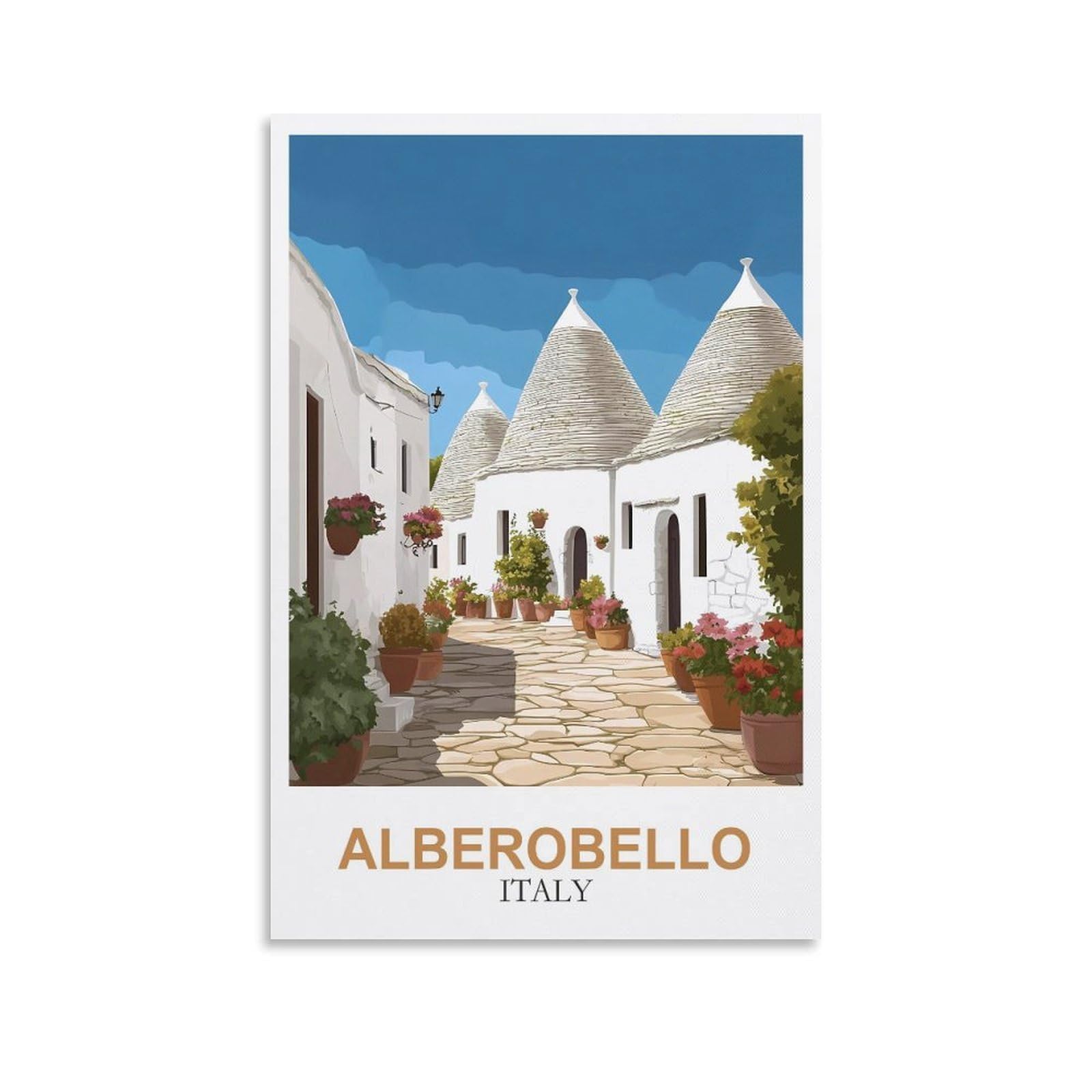 Clfmhnas Unframe-Style Alberobello Italy Vintage Travel Posters 16X24inch(40X60cm) Canvas Wall Art Prints