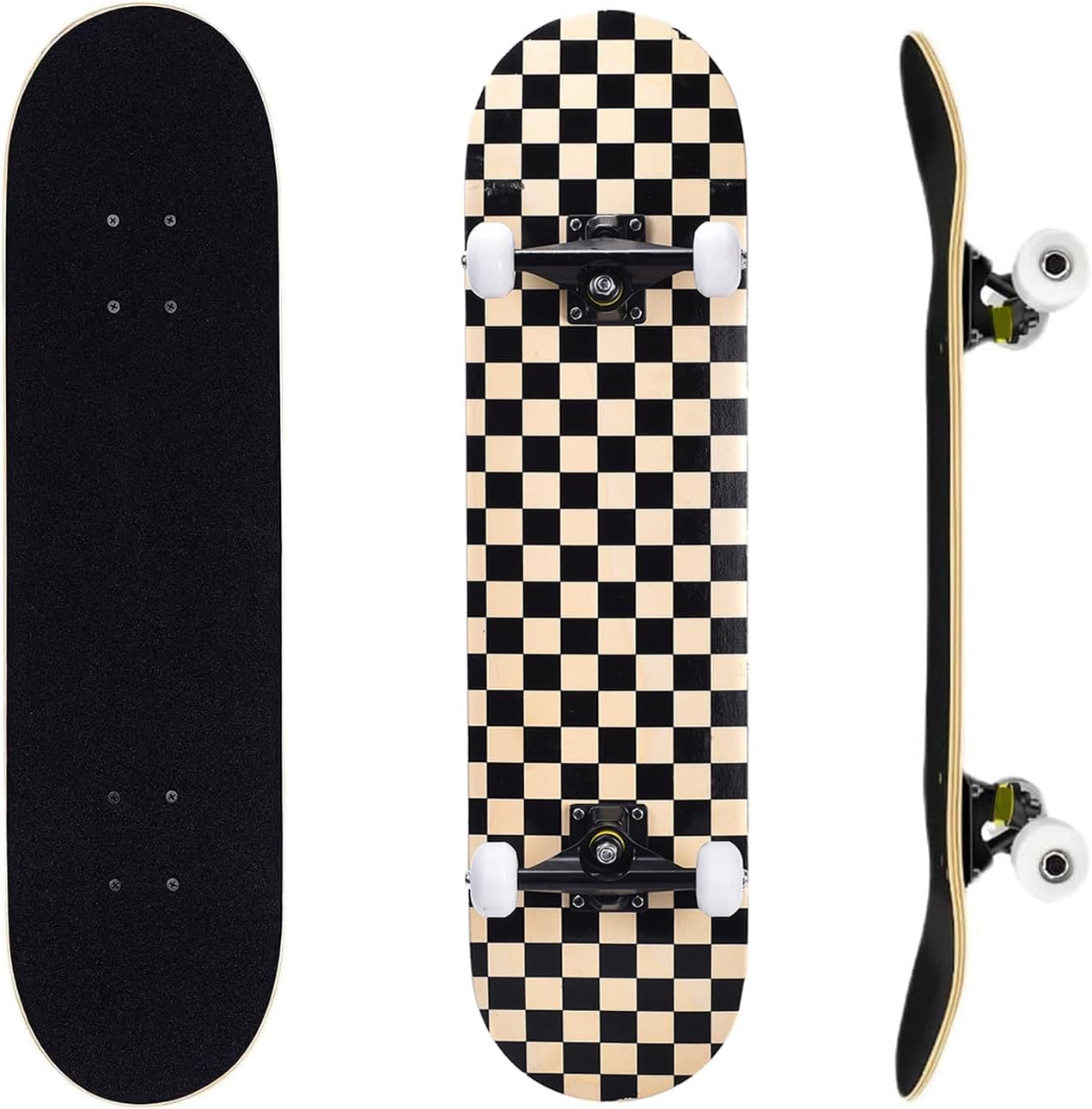 ERNAN Complete Skateboard for Beginners,31 x 8 Inch Double Kick Skateboard for Kids Teenagers & Adults. with Skate T-Tool. (Primary Colour-B)