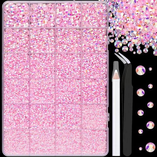 Image of 25000Pcs Resin Jelly Rhinestones for Crafting, Light Pink AB 2-6mm Mixed Sizes Non Hotfix Flatback Gems, Bedazzling Crystal for DIY Crafts Clothing Tumblers Mugs Shoes Fabric Nail Art