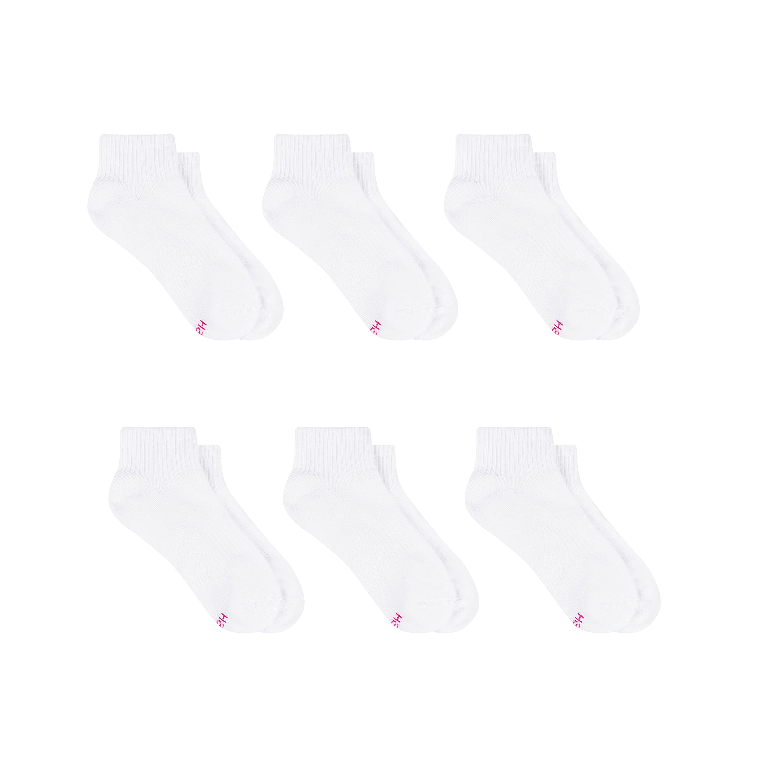 Hanes Performance Women's Extended Size Cushioned 6pk Ankle Athletic Socks - White 8-12