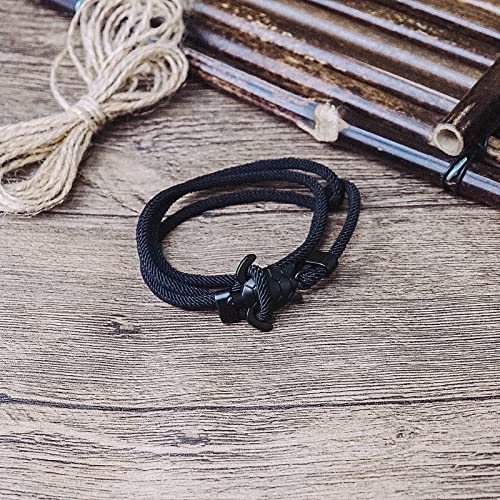 Pulsera ajustable de cuerda con ancla y cola de orca miniatura 3