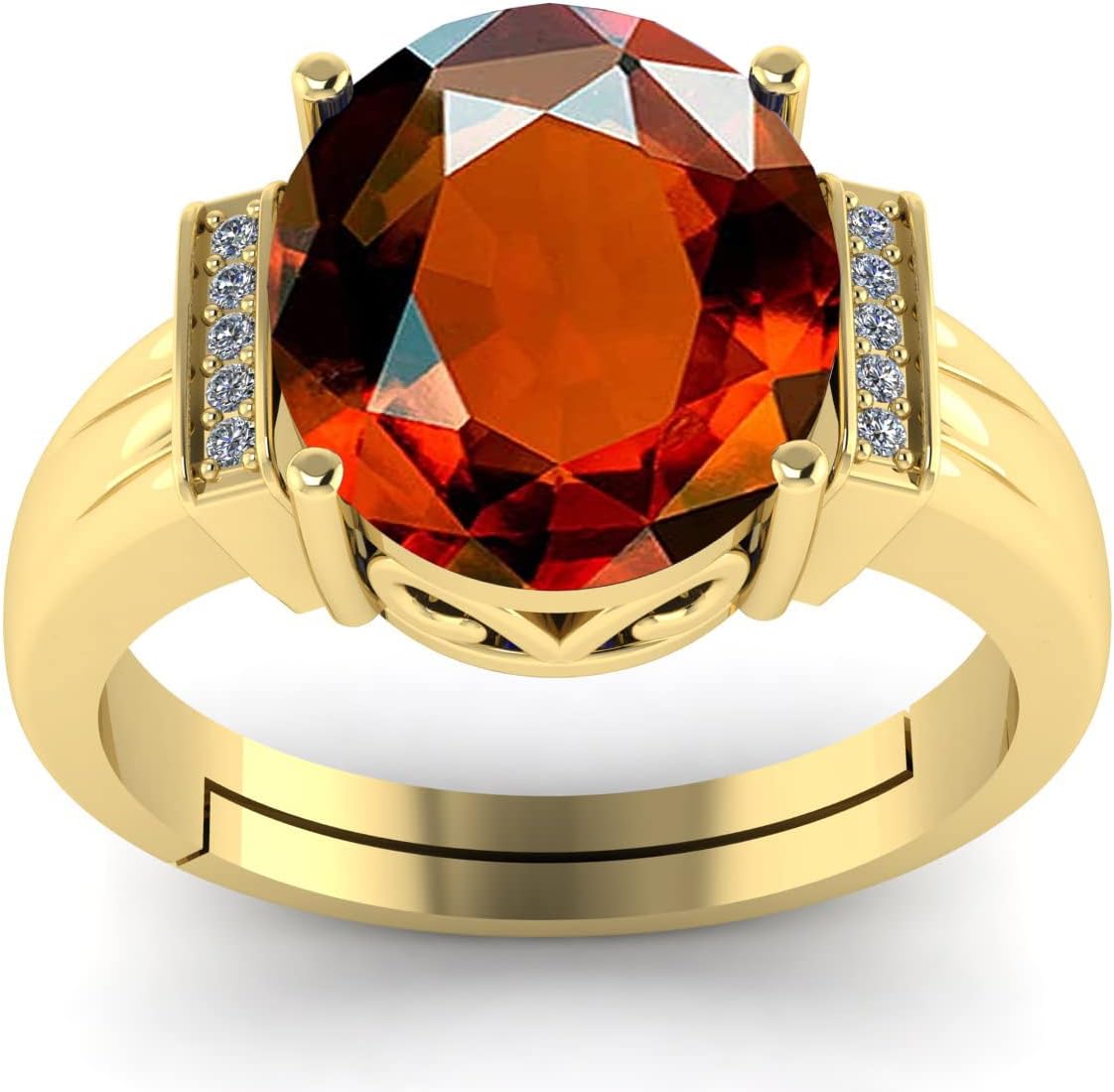NAMDEV GEMS11.25 Ratti 10.50 Carat Natural AA++ Quality Gomed Stone Certified Hessonite Gold Ring For Men And Women