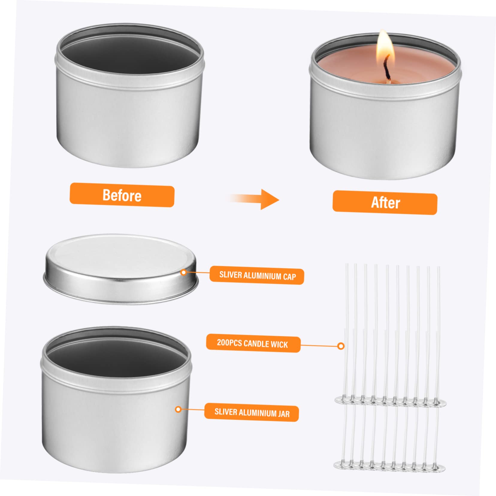 Garneck Contenitori Vuoti per Candele in Alluminio Lattine per Candele Colonna Tealight Stoppini in Cotone Fai da Te
