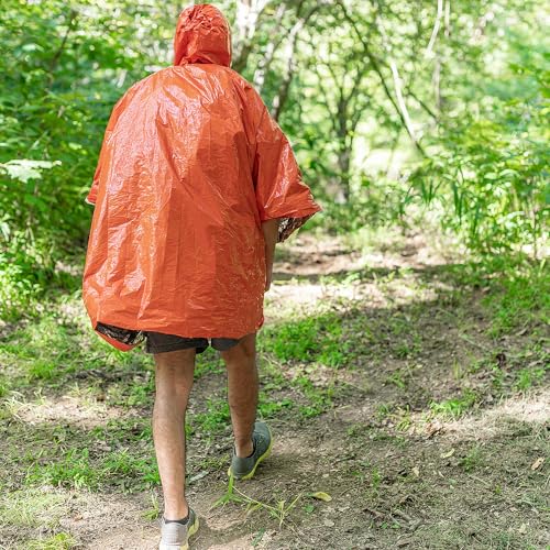Image of ELK Emergency Poncho 4-Pack - Heat Retention, Mylar Reversible Thermal Raincoat Blanket, Reflective for Increased Visibility - Outdoor Camping Survival Gear