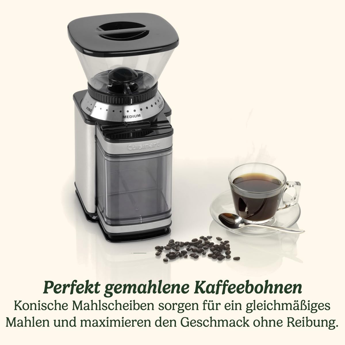 Cuisinart Kaffeemühle | Kaffeemühle für zu Hause | 4-18 Tassen | 18 Mahlgradeinstellungen | verschiedene Brühstärken - Espresso, Cold Brew, Latte, Cappuccino | spülmaschinenfest | einfach zu bedienen