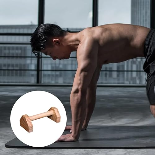 Miniatura 5 de LIOOBO Soporte de empuje barras de flexiones de madera, equipo de entrenamiento en casa, soporte de marco de ejercicio de fuerza, soportes de