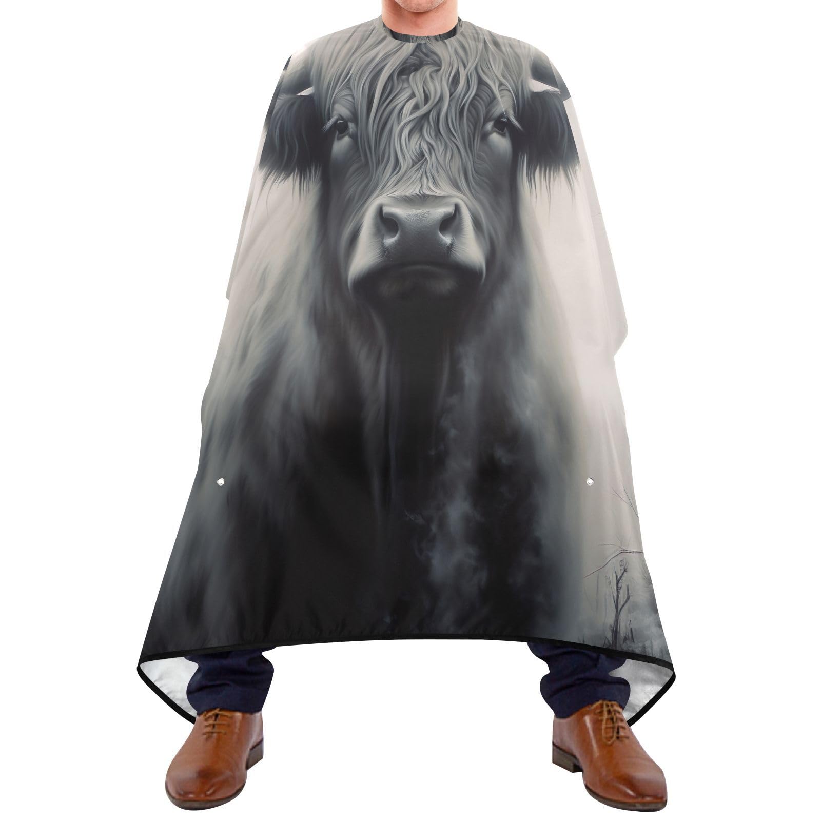 Hezely Highland Cow Hair Dye Cape, Barber Cape for Adults,Waterproof Salon Cape,Waterproof Hairdressing Styling Hair Cutting, 65