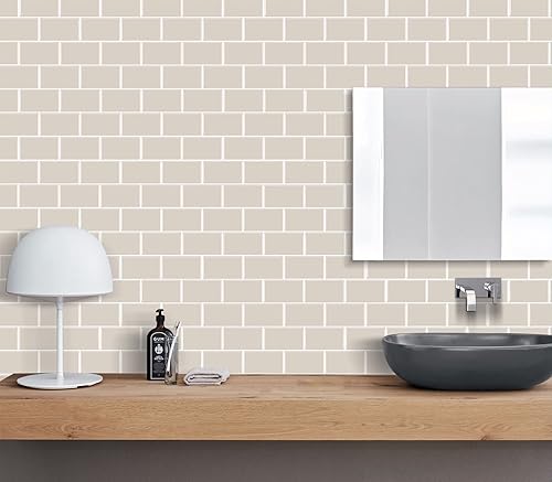 Miniatura 8 de WalDecoo Subway Tile - Azulejo autoadhesivo 3D de alta calidad, para cocina y baño (10 azulejos, 12 x 12 pulgadas)