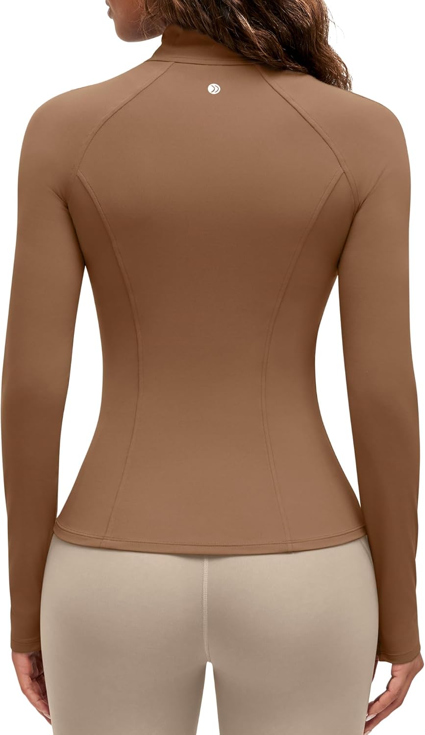 G4Free BareFeel Women's Workout Jacket Full Zip Up Slim Hip Length Yoga Athletic Tops with Thumb Holes - Image 2