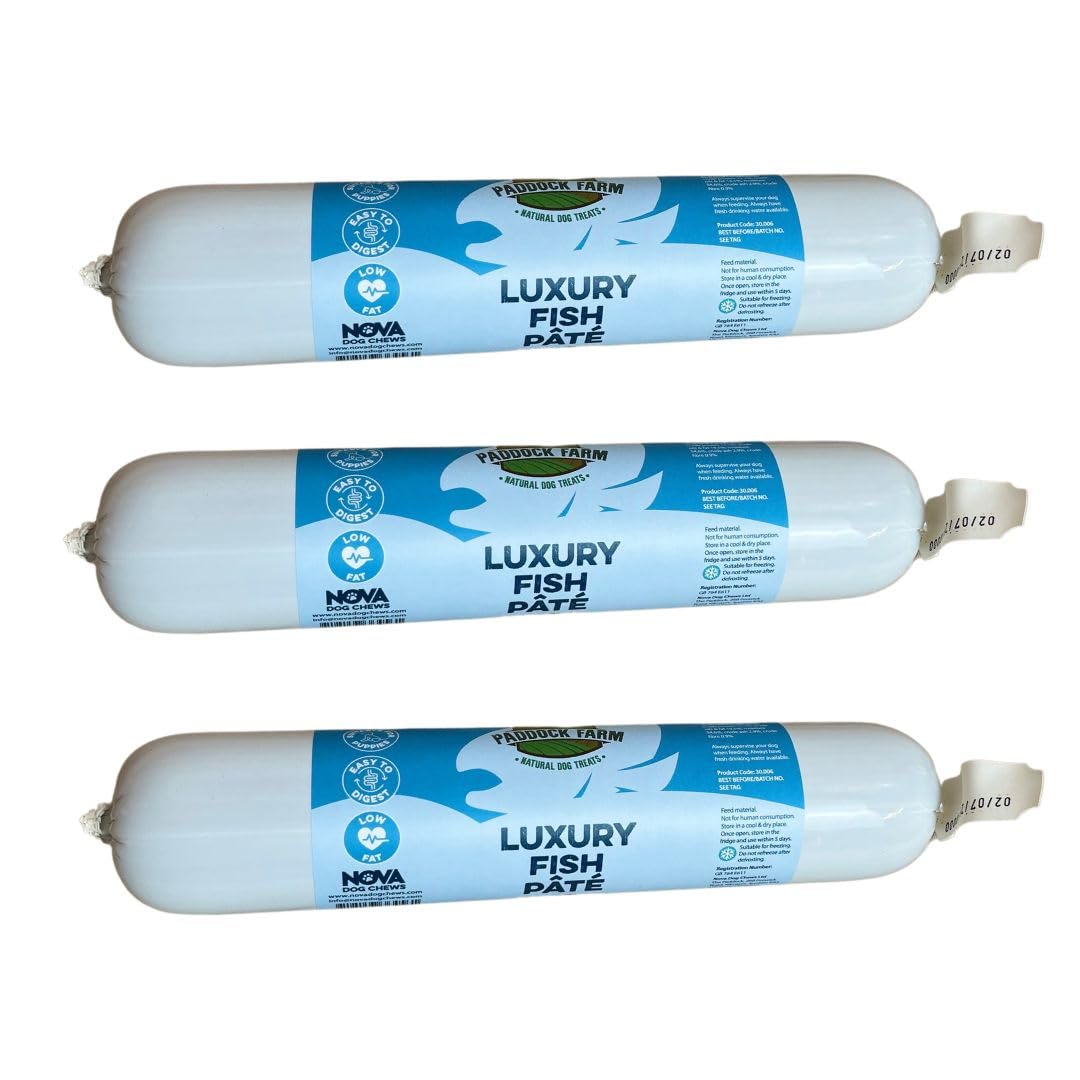 Paddock Farm - Dog Food Fish Pate Tube Pack Of 3x 400g. Wet Dog Food Pate For Dogs With Natural Ingredients And High Meat Content. Delicious Treat Pet Food For Adult Dogs