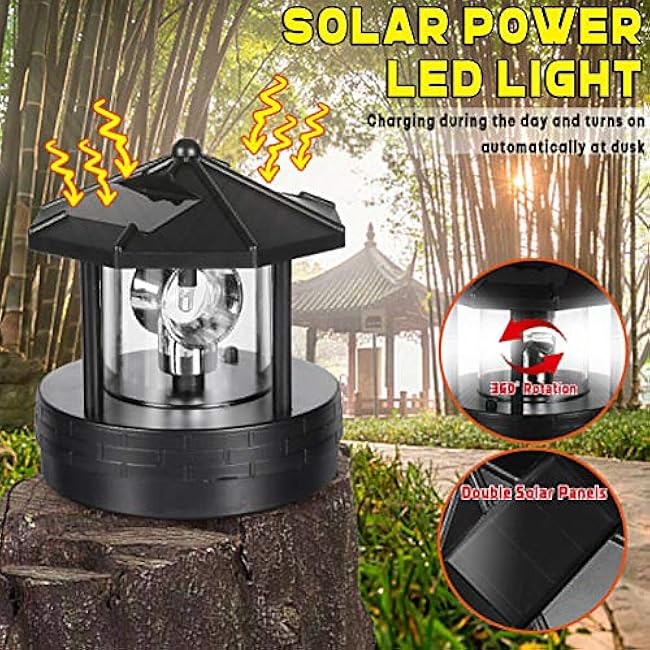 Solar Lighthouse LED Lighthouse Rotating LED Light Garden Decor