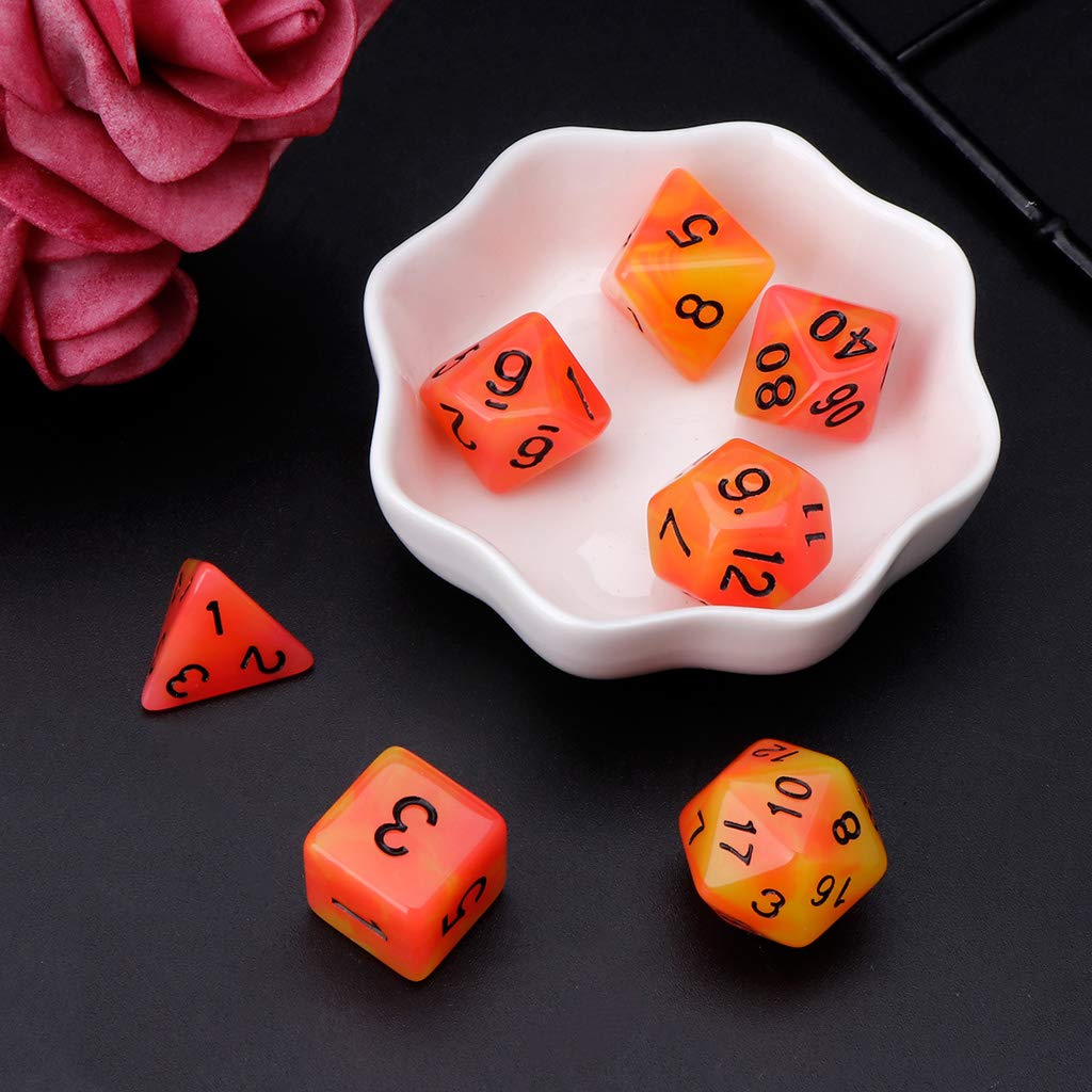 Set di 7 dadi poliedrici luminosi con lati D4, D6, D8, D10, D12, D20