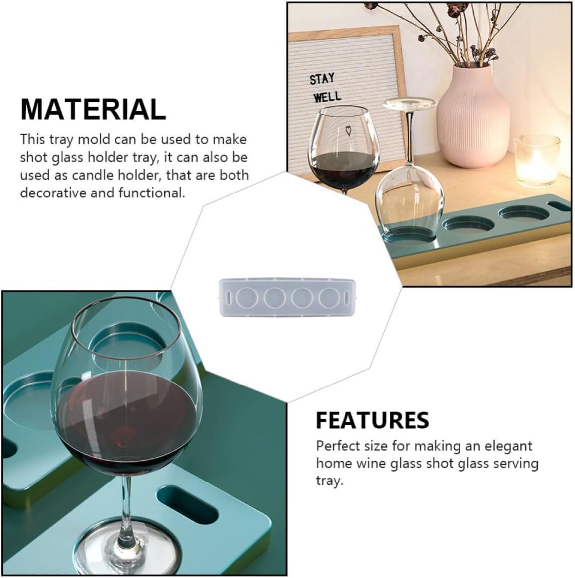 Wine Glass Holder for DIY Crafts Resin Casting Silicone Tray Mold image 3