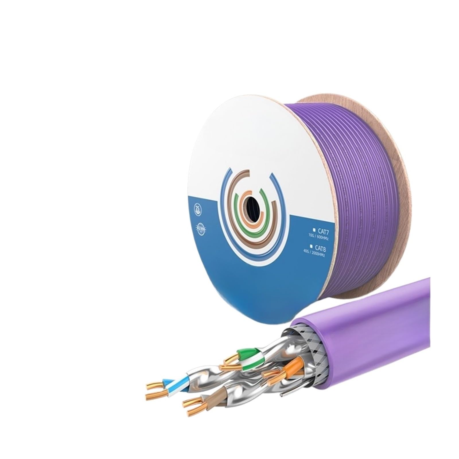 4 Paires de Fils de cuivre Ethernet Cat7 SFTP de 0,58 mm 0,57 mm, câble réseau LAN de 305 m, 305 m, adaptés for Utiliser ce câble comme câble d'installation dans Votre Maison.