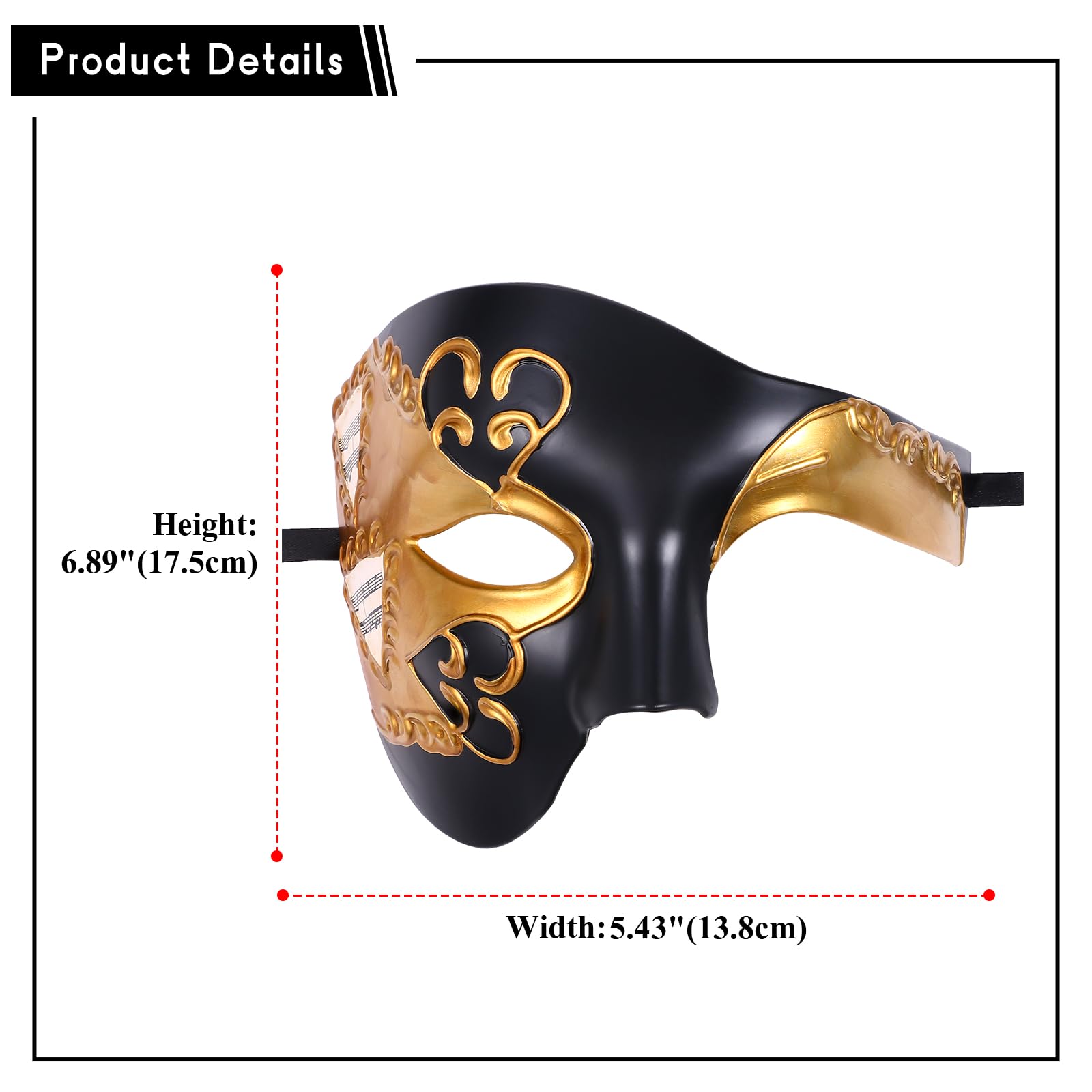 Oidea Masquerade Mask for Men: Vintage Phantom Of The Opera Mask Halloween Costume Prom Venetian Mardi Gras Half Face Party Masks Gold - Image 3