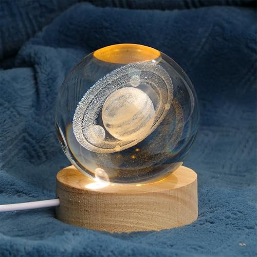 Miniatura 3 de Bolas de cristal con base de madera, adornos de cristal de galaxia y regalos, bolas de cristal de luz nocturna para decoración del hogar