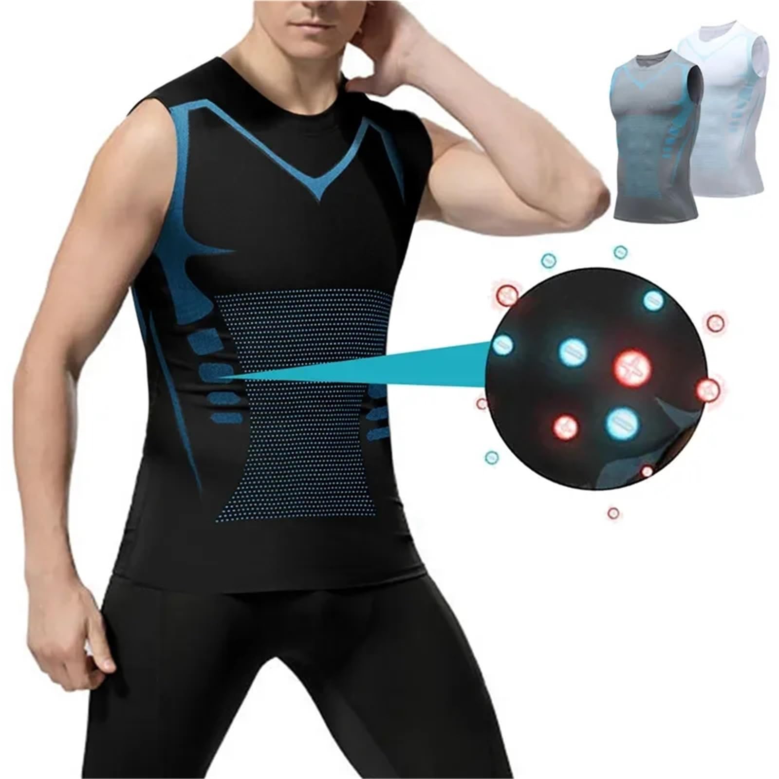 Body Shaper Weste für Männer Shaping-Weste for Männer, Version aus Eisseidenstoff for Männer for Aufbau eines perfekten Körpers, Bauchkontroll-Shirts Für Fitness geeignet(White,XXL)