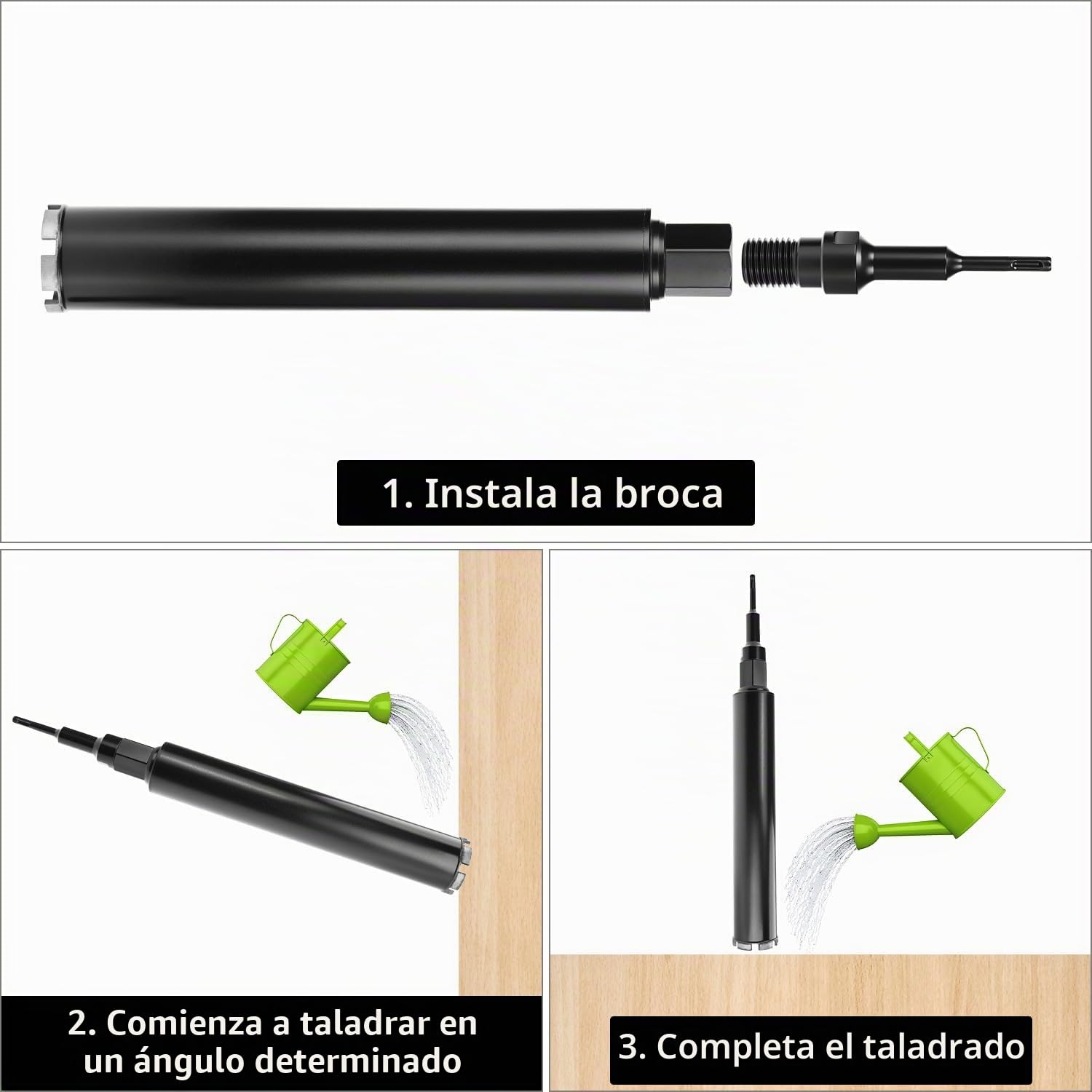 QWORK® Broca de diamante 1¼" UNC con SDS Plus adaptador, Ø68 mm, longitud 420 mm, ideal para hormigón armado, hormigón, mármol y aberturas en paredes