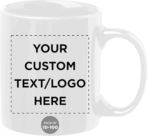 Custom Ceramic Coffee Mugs Set of 10/50/100 - 11 oz, Personalized Bulk Pack, White