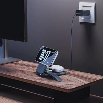 ALOGIC Yoga 3-in-1 Wireless Charging Stand, Wireless Charger for Compatible iPhone, Apple Watch & AirPods, Foldable Charging Stand with USB-C Connectivity