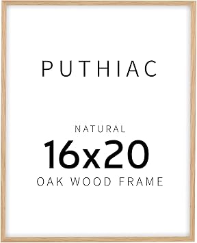 16x20 Picture Frames for Wall - Minimalist 16x20 Oak Wood Frames, 16"x20" Picture Frame Wood, Natural Solid Wooden Picture Frames for Wall Art Photo and Prints(1 Pack, Beige)