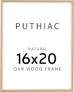 16x20 Picture Frames for Wall - Minimalist 16x20 Oak Wood Frames, 16"x20" Picture Frame Wood, Natural Solid Wooden Picture Frames for Wall Art Photo and Prints(1 Pack, Beige)