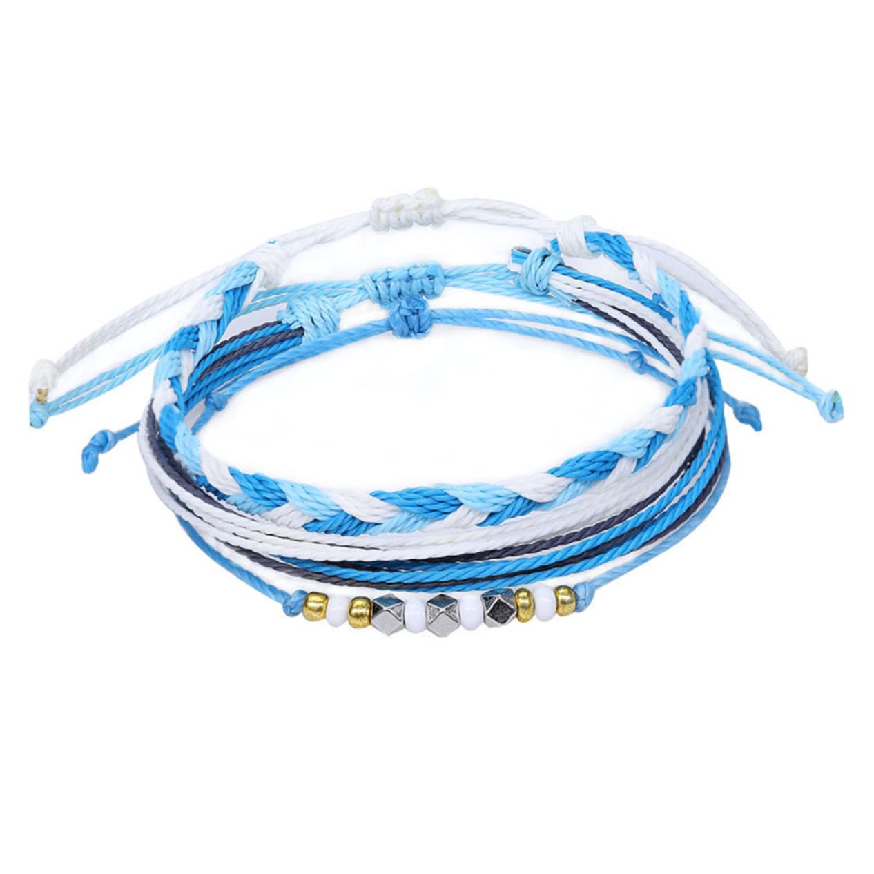 9piezas Pulsera De Conchas Marinas Tejida Mano Hilo De Cera Accesorio Ligero y Duradero Para Fiesta Viaje y Uso Diario
