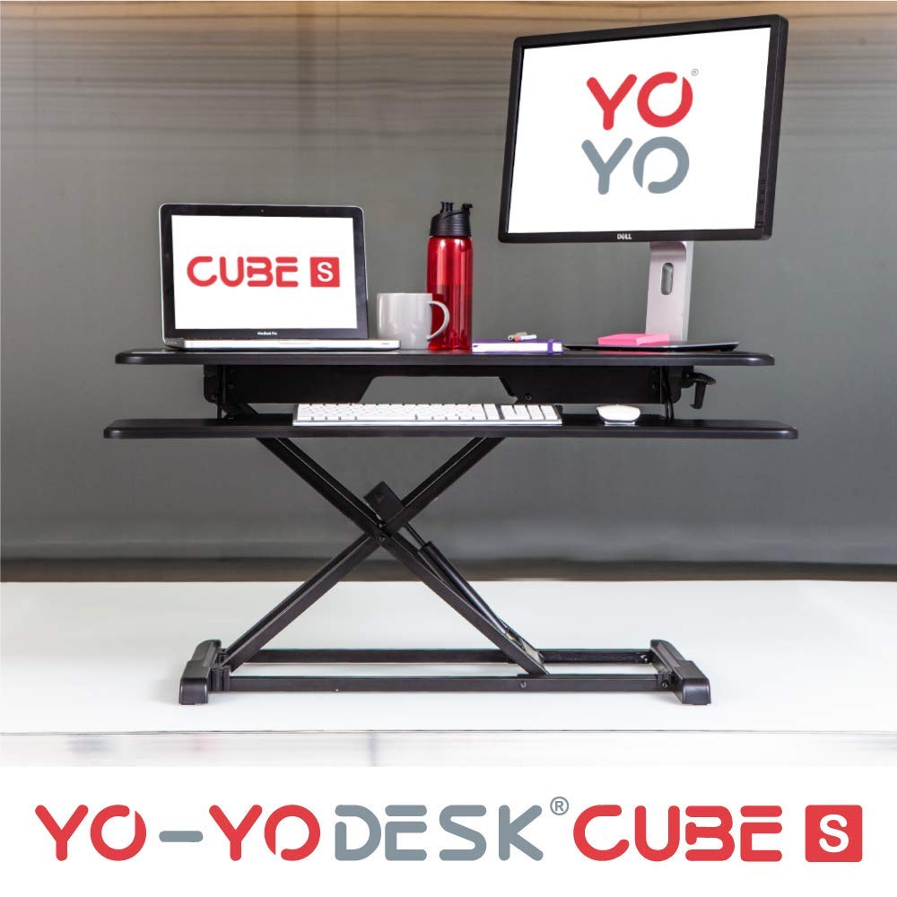 YoYo DESK CubeS [Slim] (Black, 95cm) Cubicles Corner Height Adjustable Standing Desk