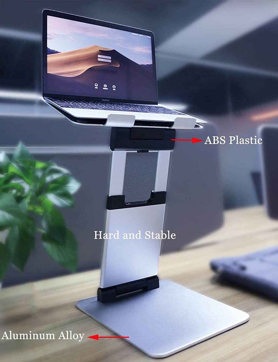 Podstawka do laptopa Biurko Rozkładany Podstawka do laptopa Regulowana wysokość Kąt aluminium Uchwyt komputera Uchwyt na notebooka Z antypoślizgowym silikonem Składany Ergonomiczny Kompatybilny z 11''